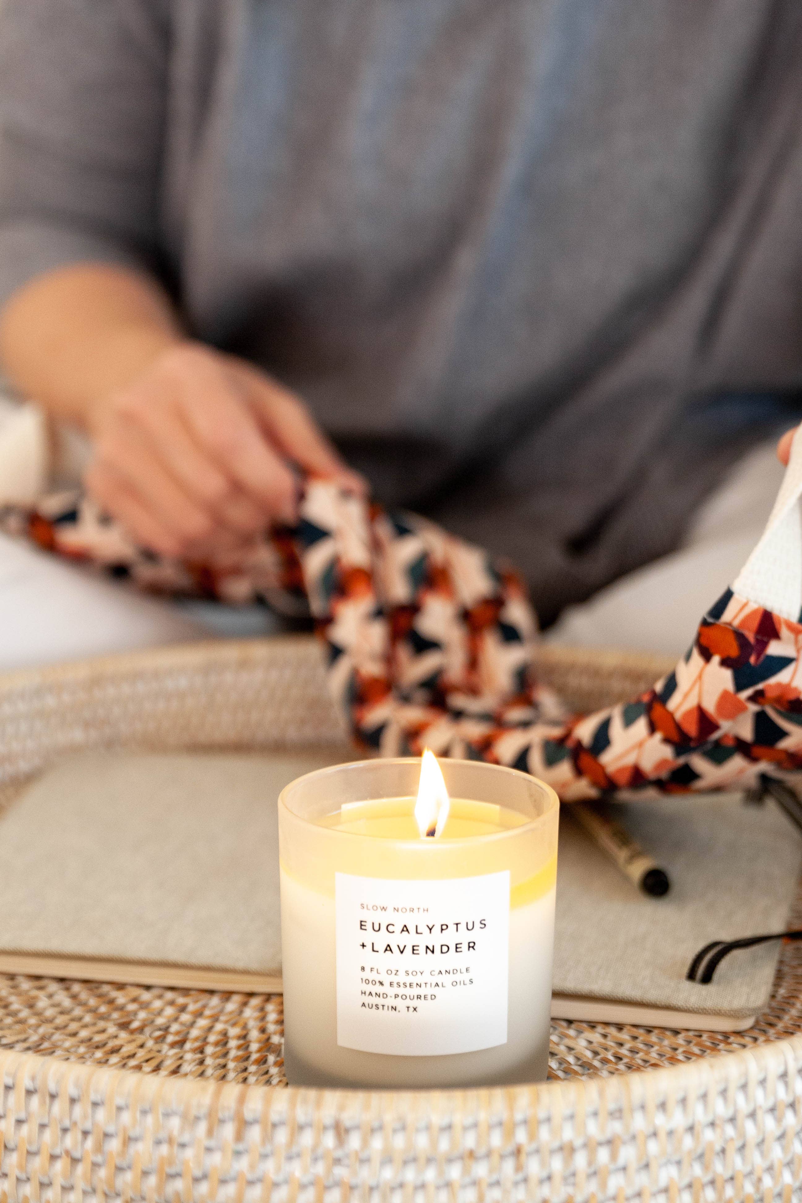 Slow North Eucalyptus + Lavender Frosted Candle - Thumbnail 5