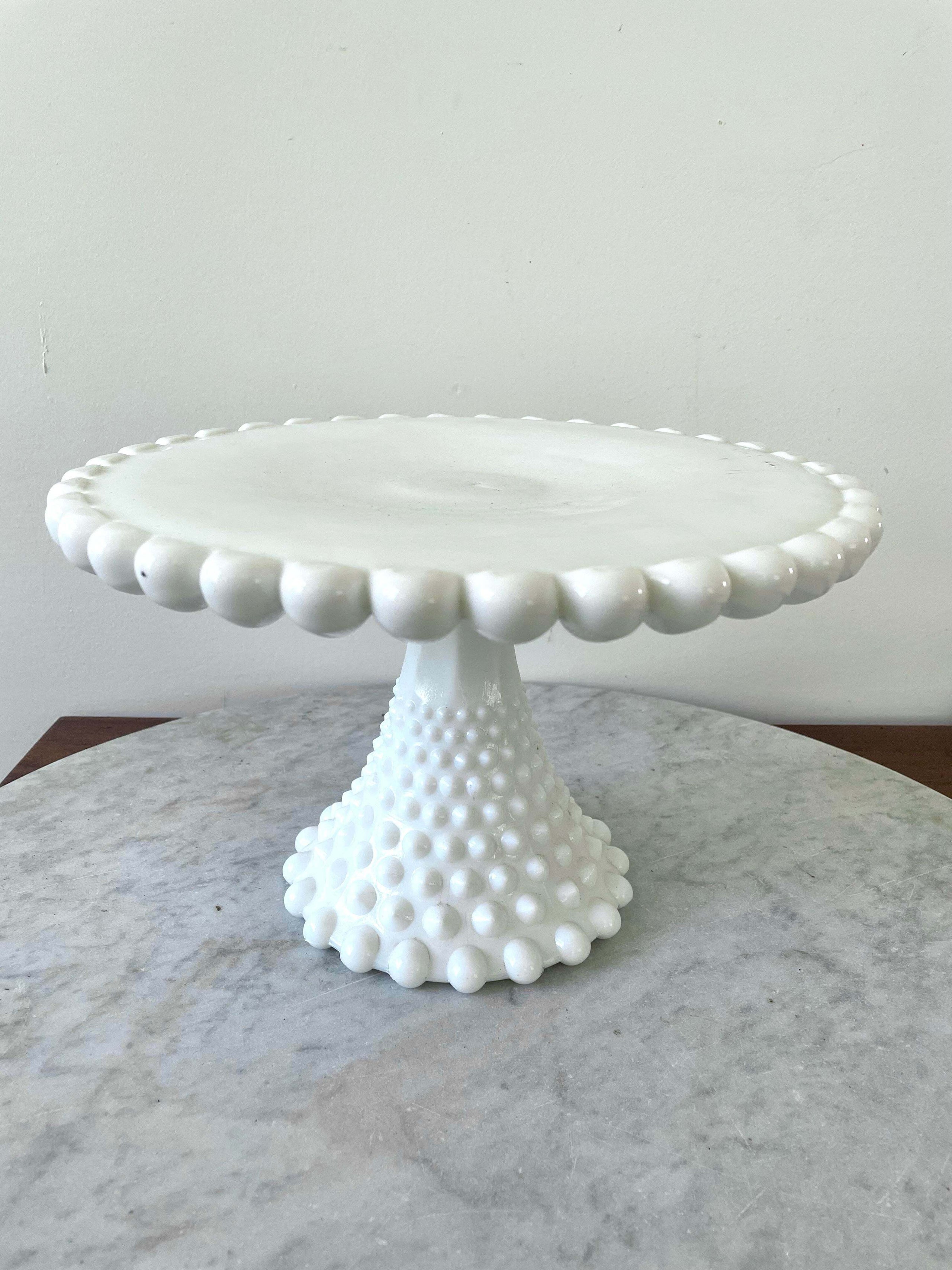 Vintage store hobnail milk glass cake stand